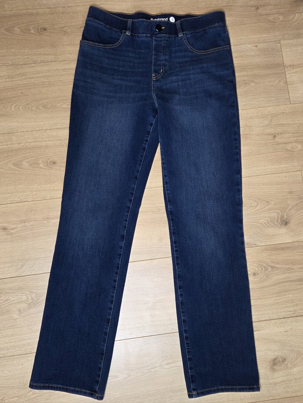 Betabrand Dark Wash Straight Leg Stretch Jeans Women's Large 15x31